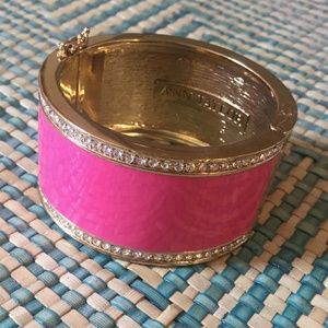 Chunky pink, gold, and rhinestone bracelet